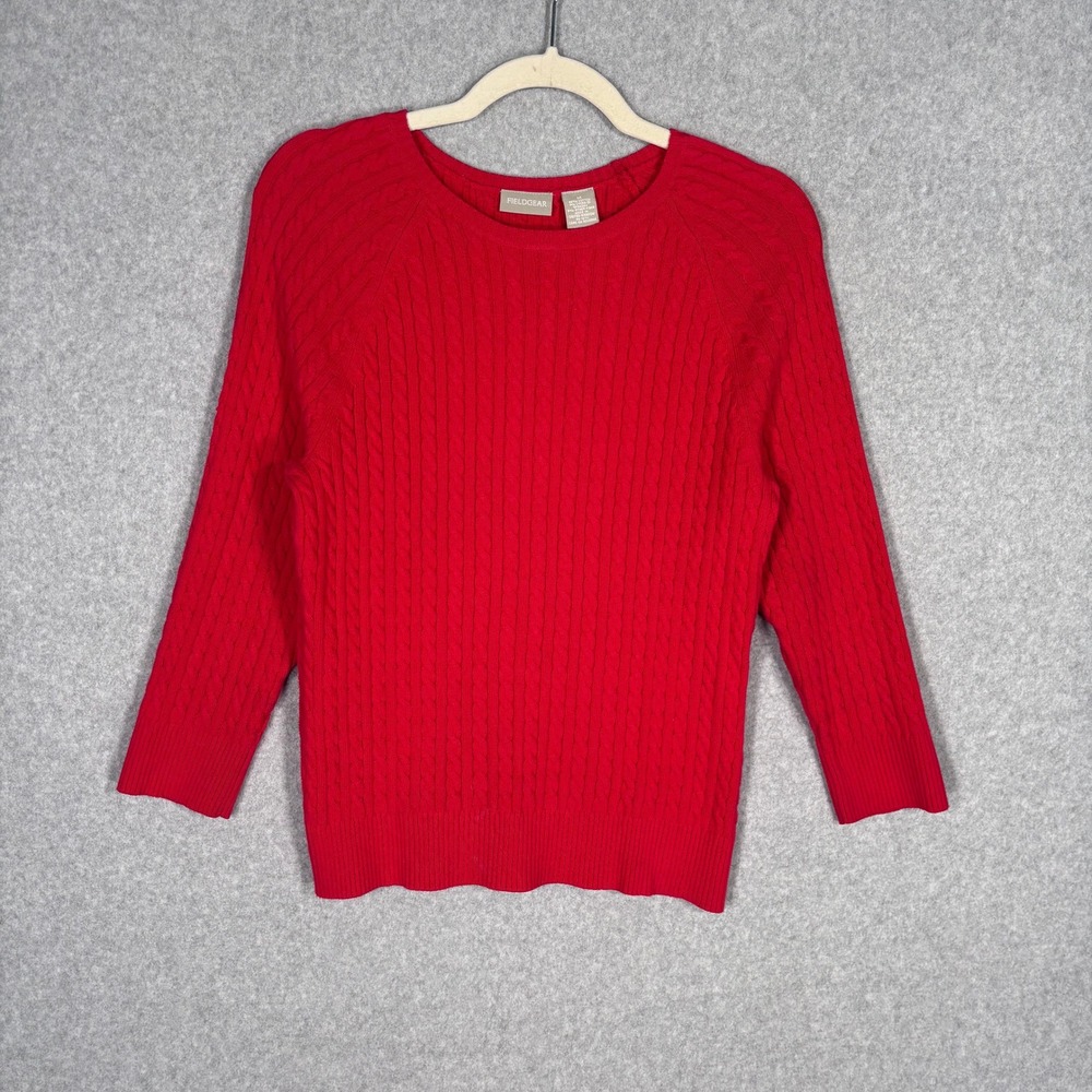 Vintage Field Gear Cable Knit Sweater Medium Old Money Tennis‎ Preppy Classic